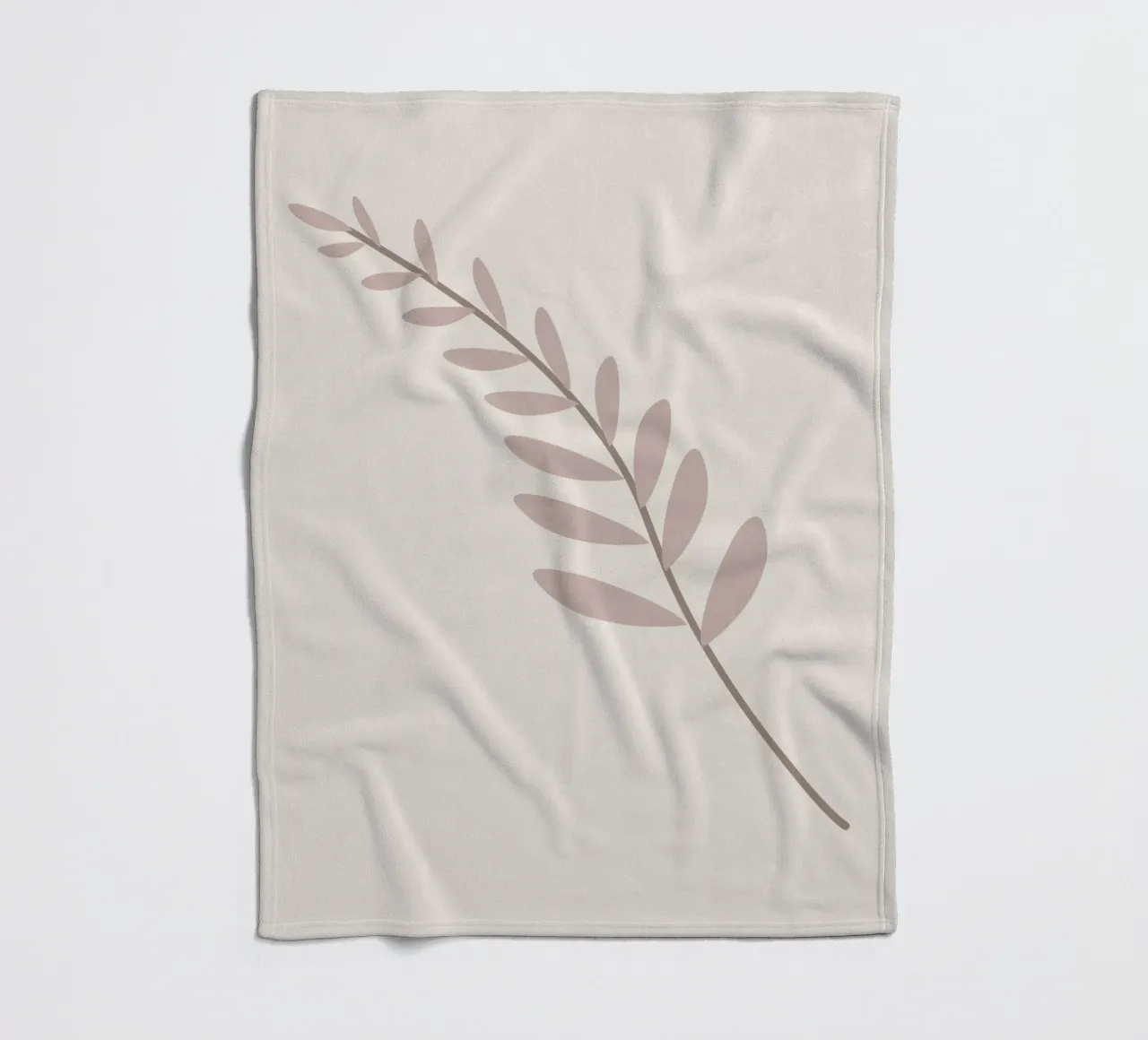 Ramo di foglie rosa sfumato - Stampa d'arte botanica minimalista coperta in pile da NorwesClub