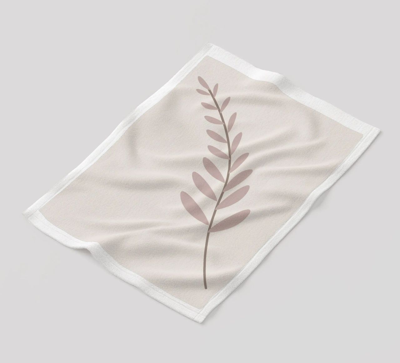 Blush Pink Leaf Branch | Minimalist Botanical Art Print fleece blanket by NorwesClub