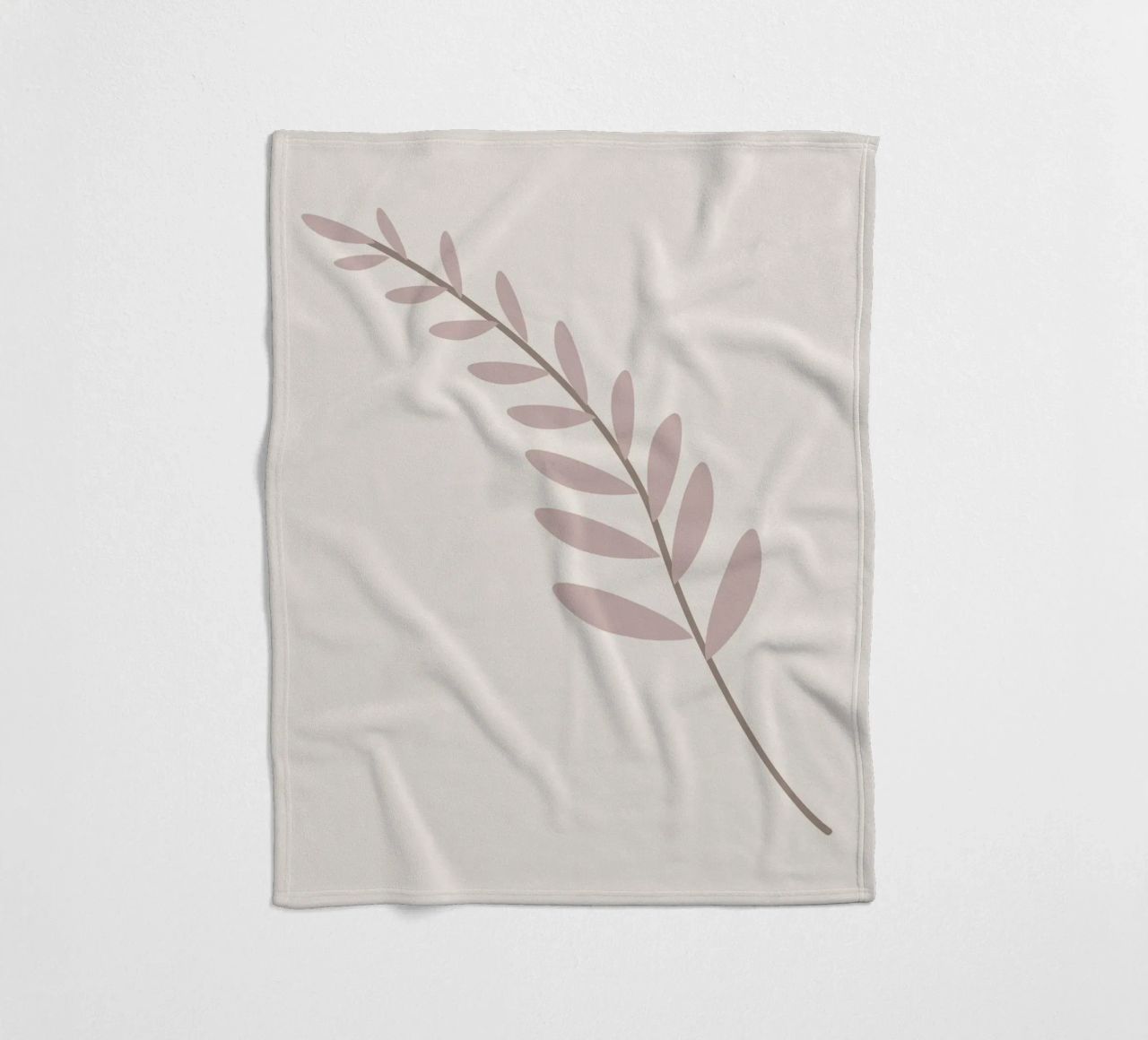 Blush Pink Leaf Branch | Minimalist Botanical Art Print fleece blanket by NorwesClub