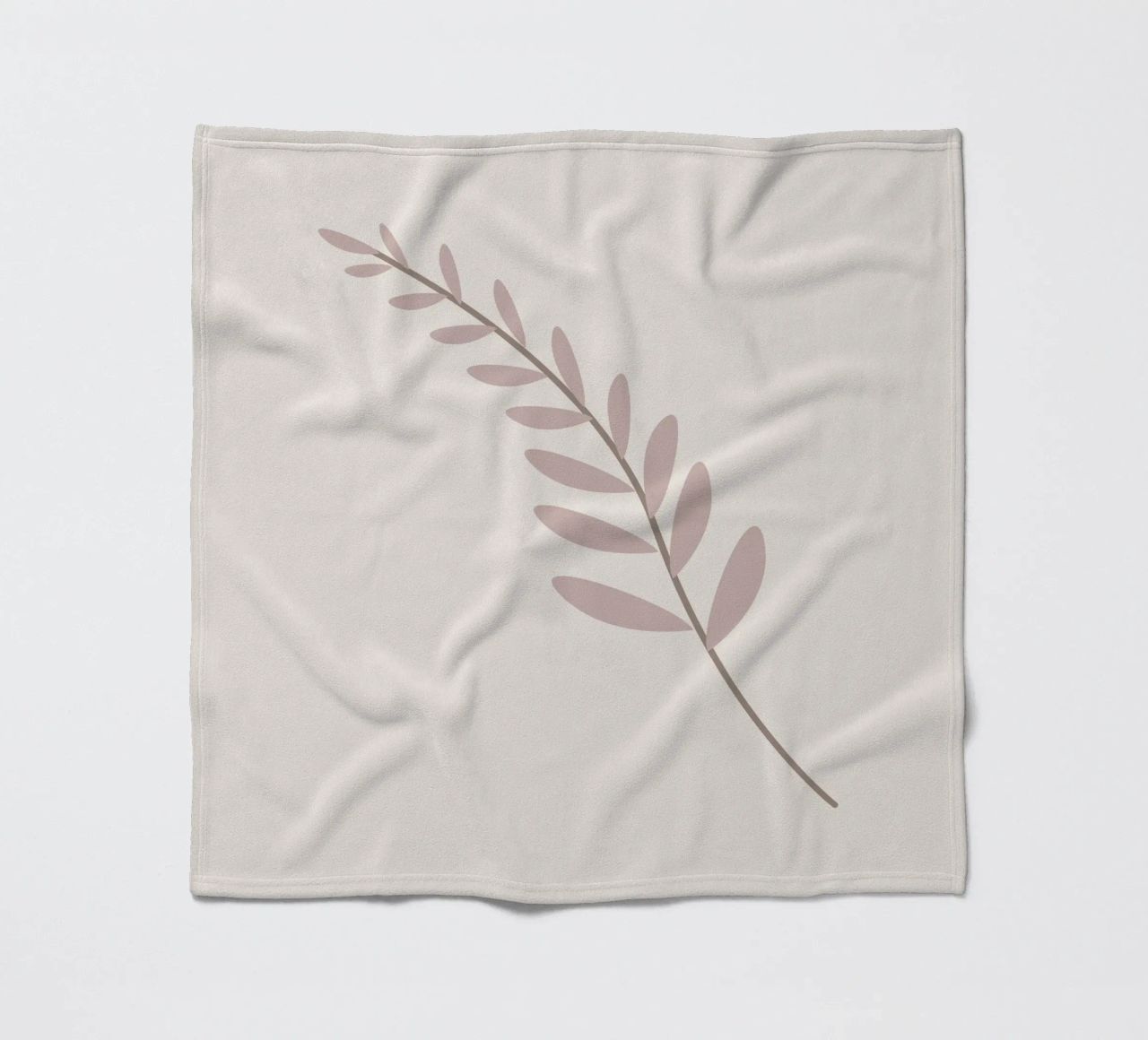 Blush Pink Leaf Branch | Minimalist Botanical Art Print fleece blanket by NorwesClub
