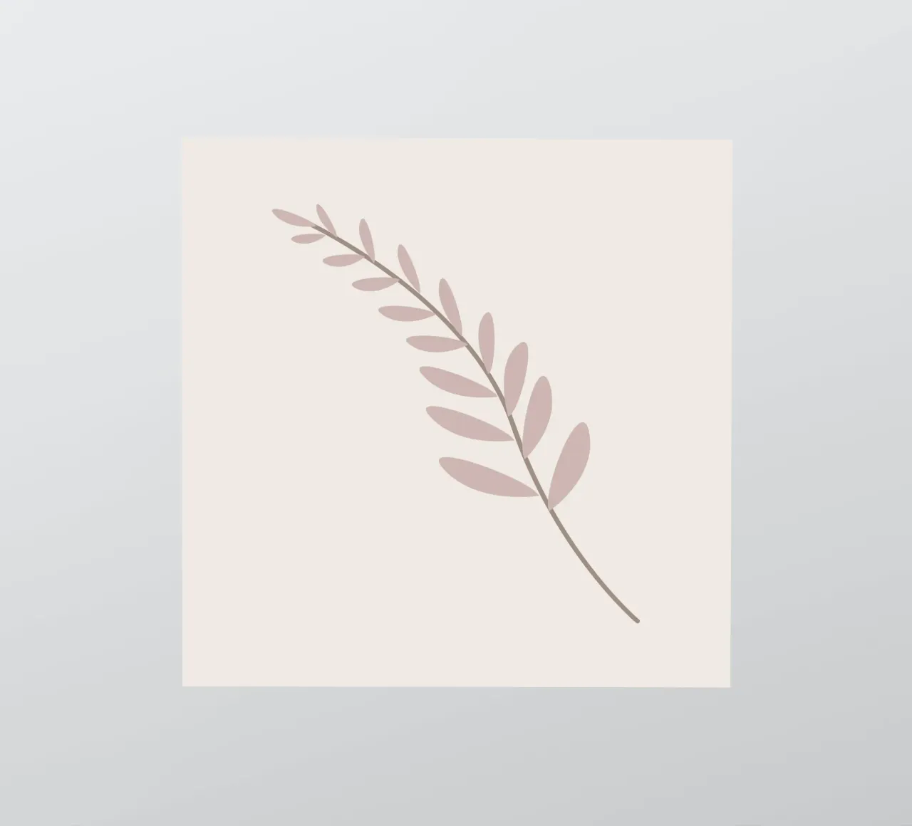 Blush Pink Leaf Branch | Minimalistischer Botanischer Kunstdruck Sticker von NorwesClub