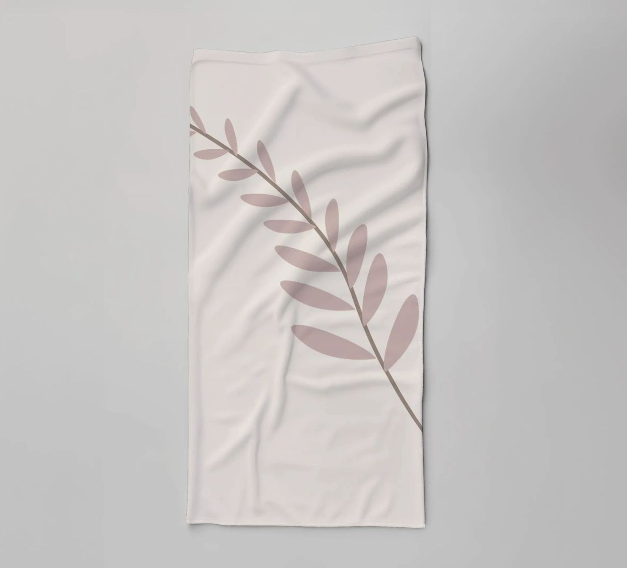 Blush Pink Leaf Branch | Minimalist Botanical Art Print towel by NorwesClub