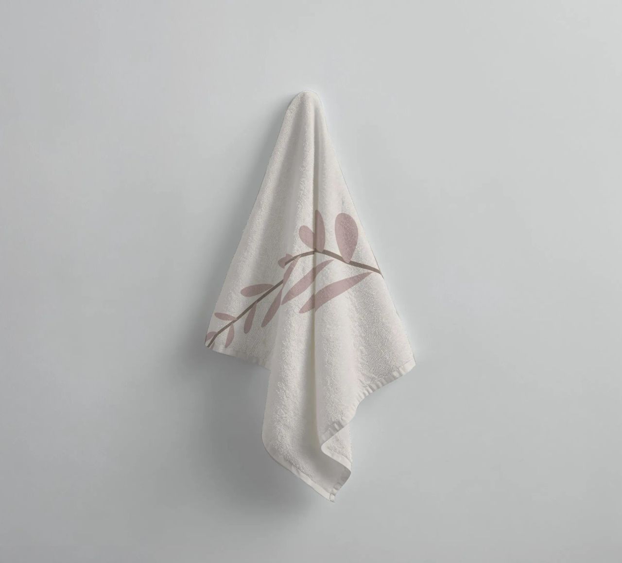 Blush Pink Leaf Branch | Minimalist Botanical Art Print towel by NorwesClub