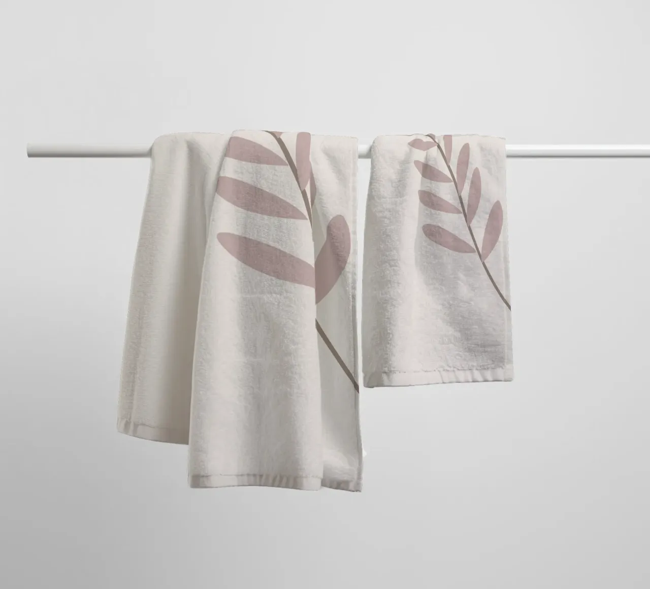 Blush Pink Leaf Branch | Minimalist Botanical Art Print towel by NorwesClub
