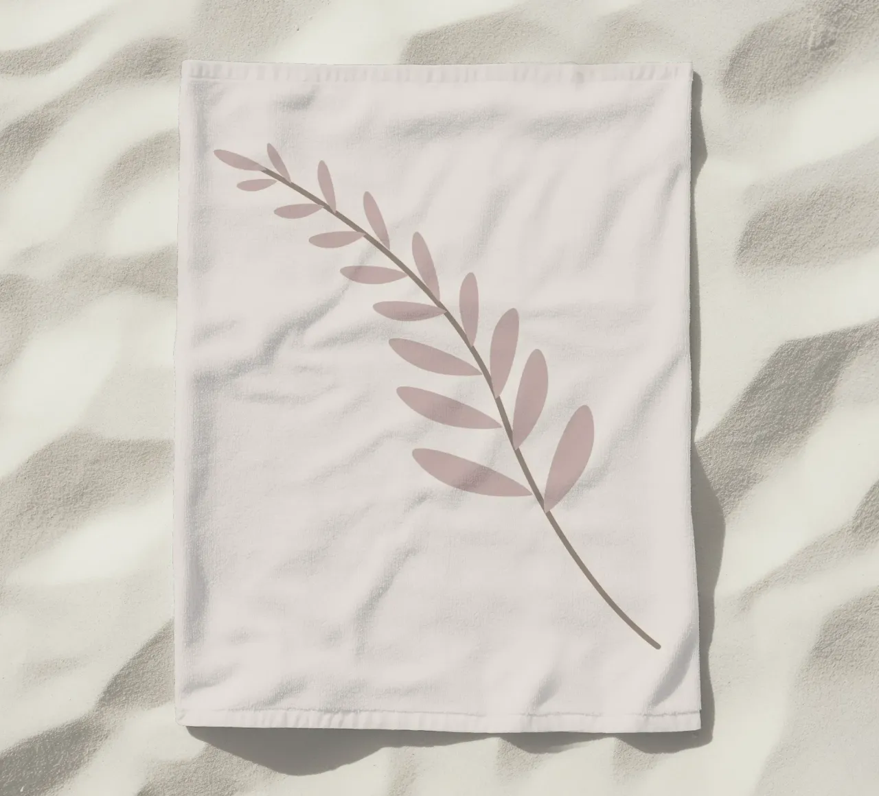 Blush Pink Leaf Branch | Minimalistischer Botanischer Kunstdruck Strandtuch von NorwesClub