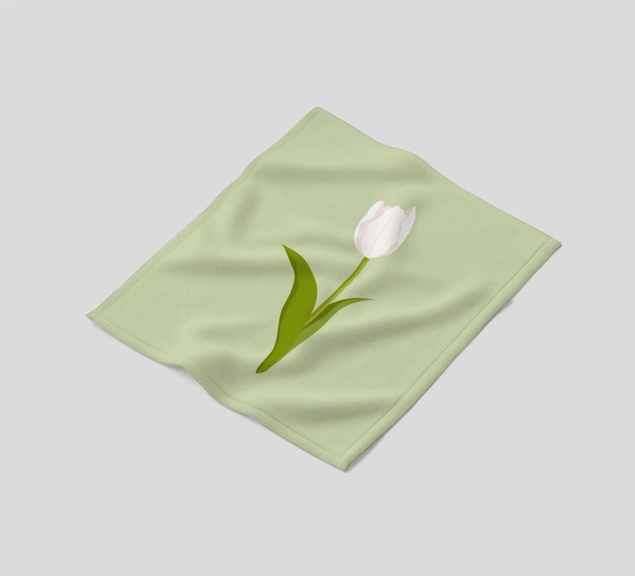 White Tulip Bloom Pastel | Minimalist Botanical Art Print fleece blanket by NorwesClub