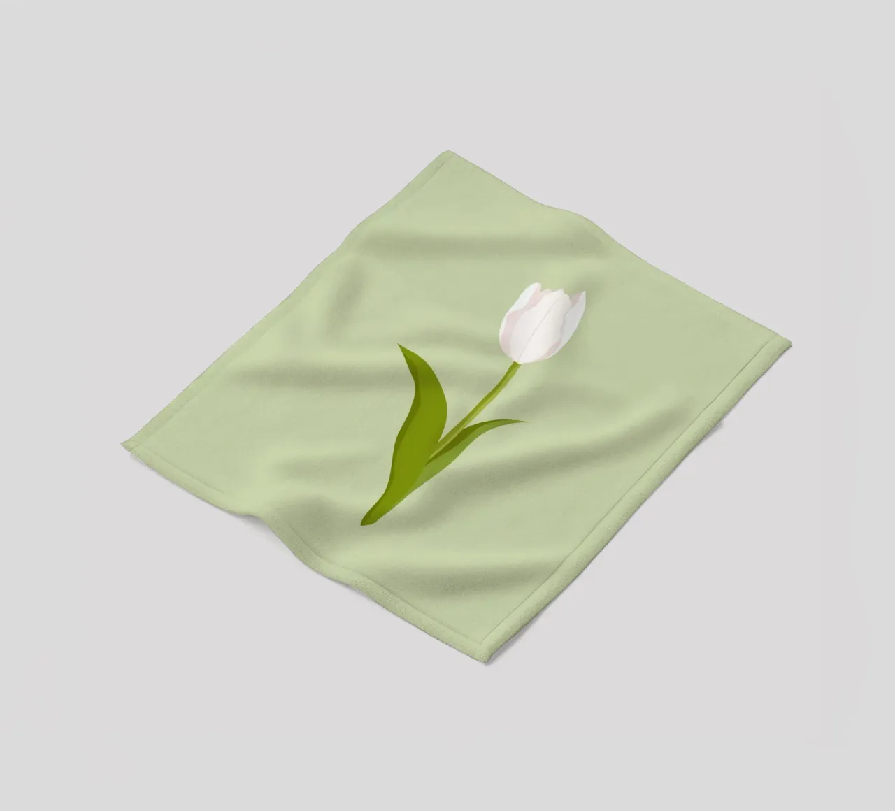 Tulipano bianco in fiore pastello e stampa botanica minimalista coperta in pile da NorwesClub