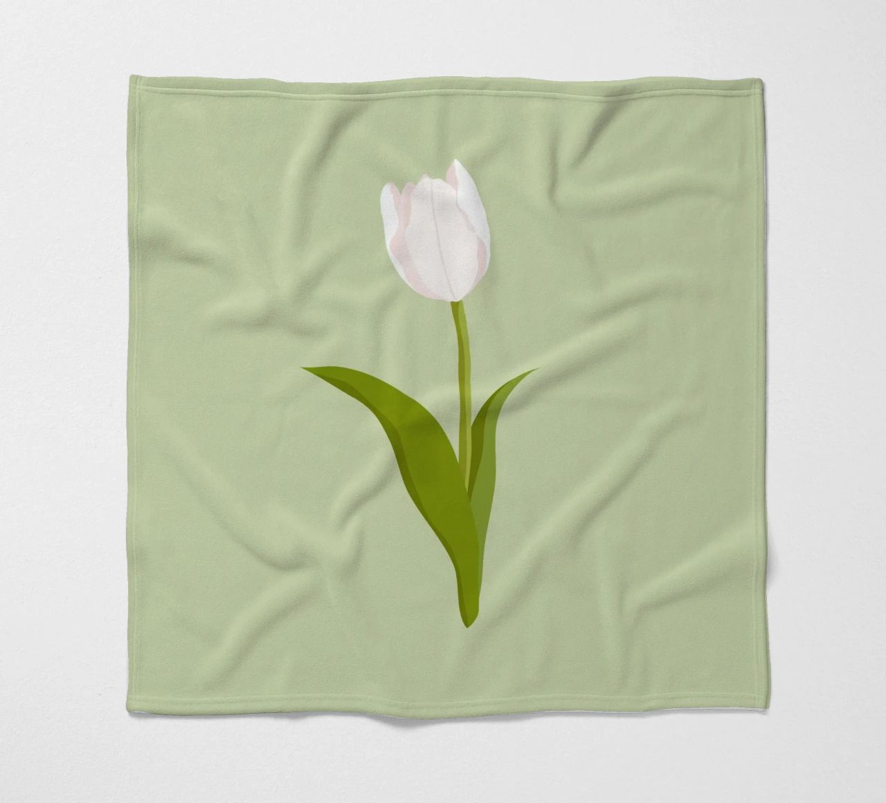 White Tulip Bloom Pastel | Minimalist Botanical Art Print fleece blanket by NorwesClub