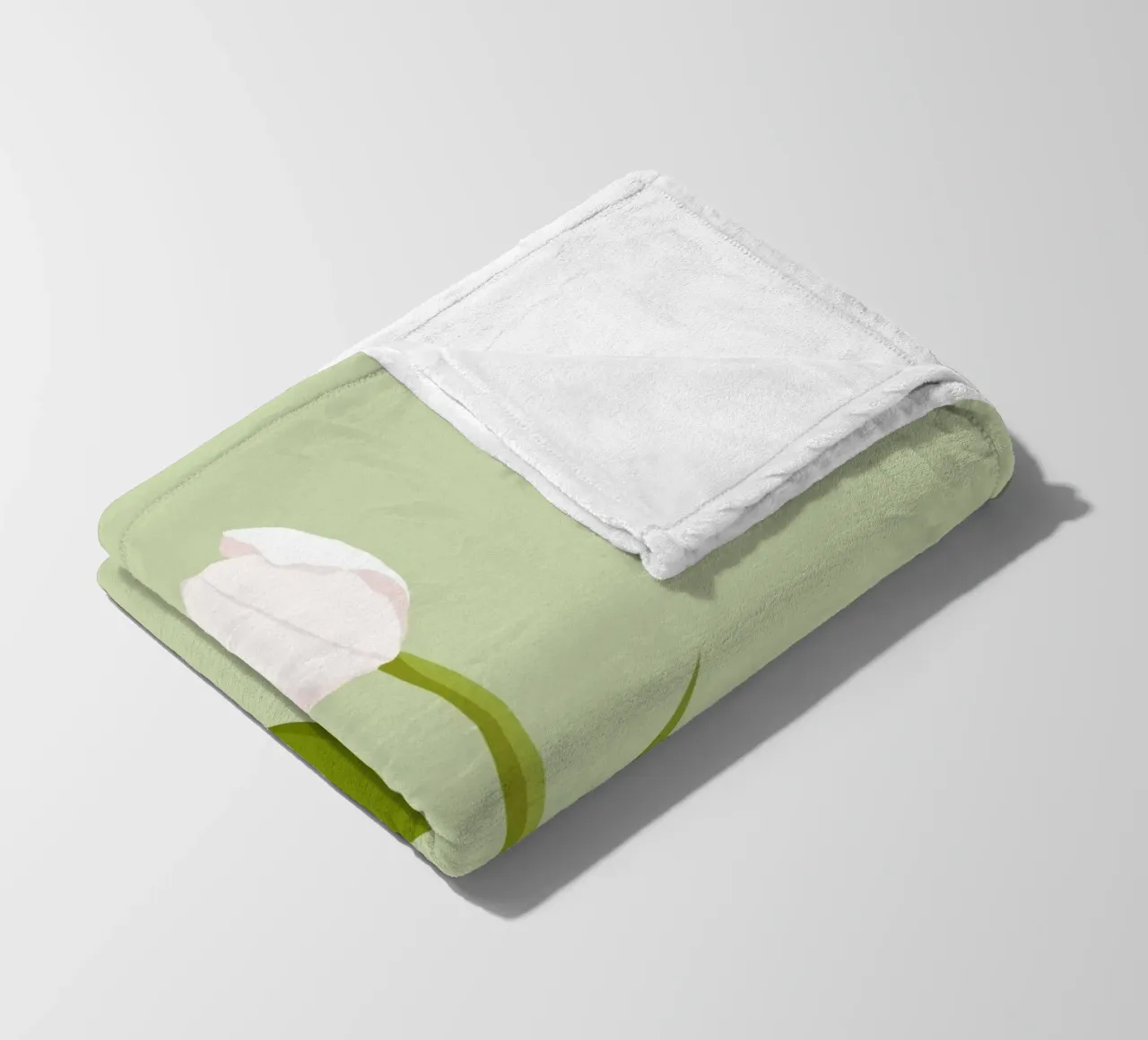 Tulipano bianco in fiore pastello e stampa botanica minimalista coperta in pile da NorwesClub