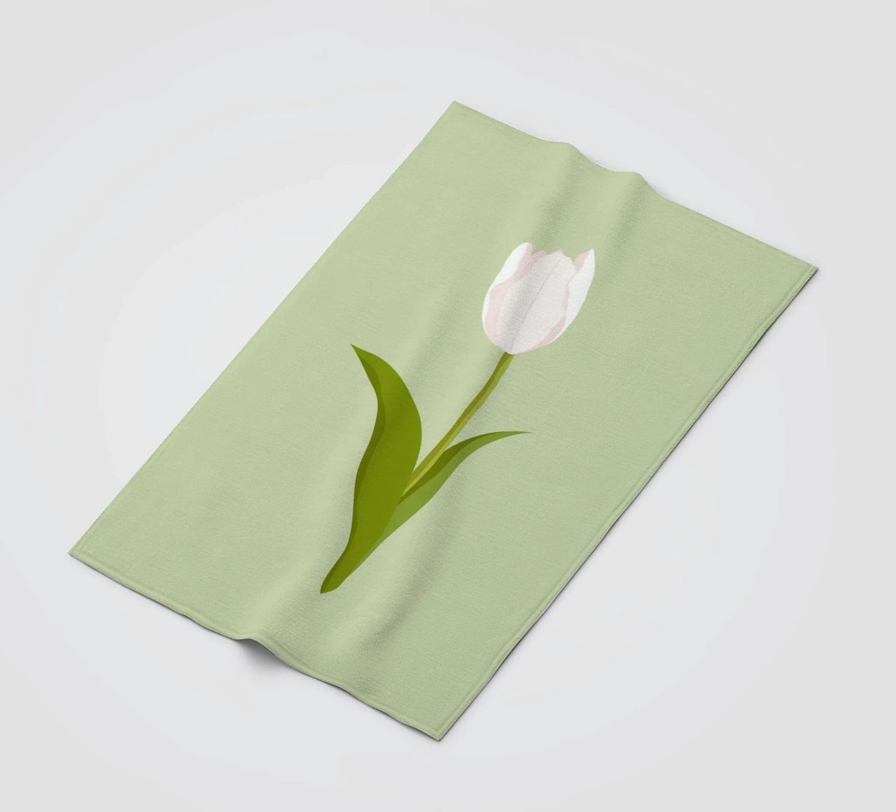 White Tulip Bloom Pastel | Minimalist Botanical Art Print fleece blanket by NorwesClub