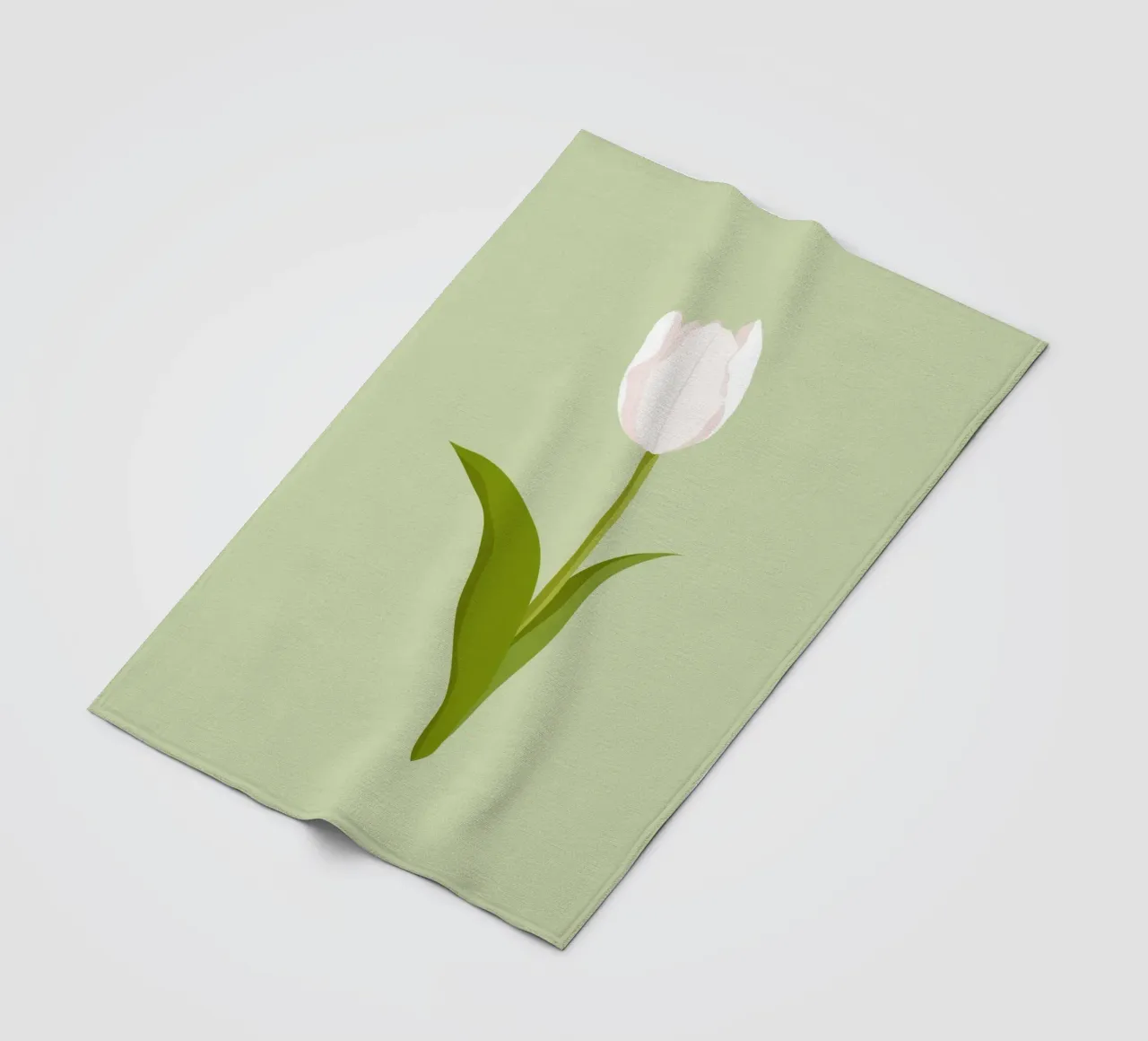 Tulipano bianco in fiore pastello e stampa botanica minimalista coperta in pile da NorwesClub