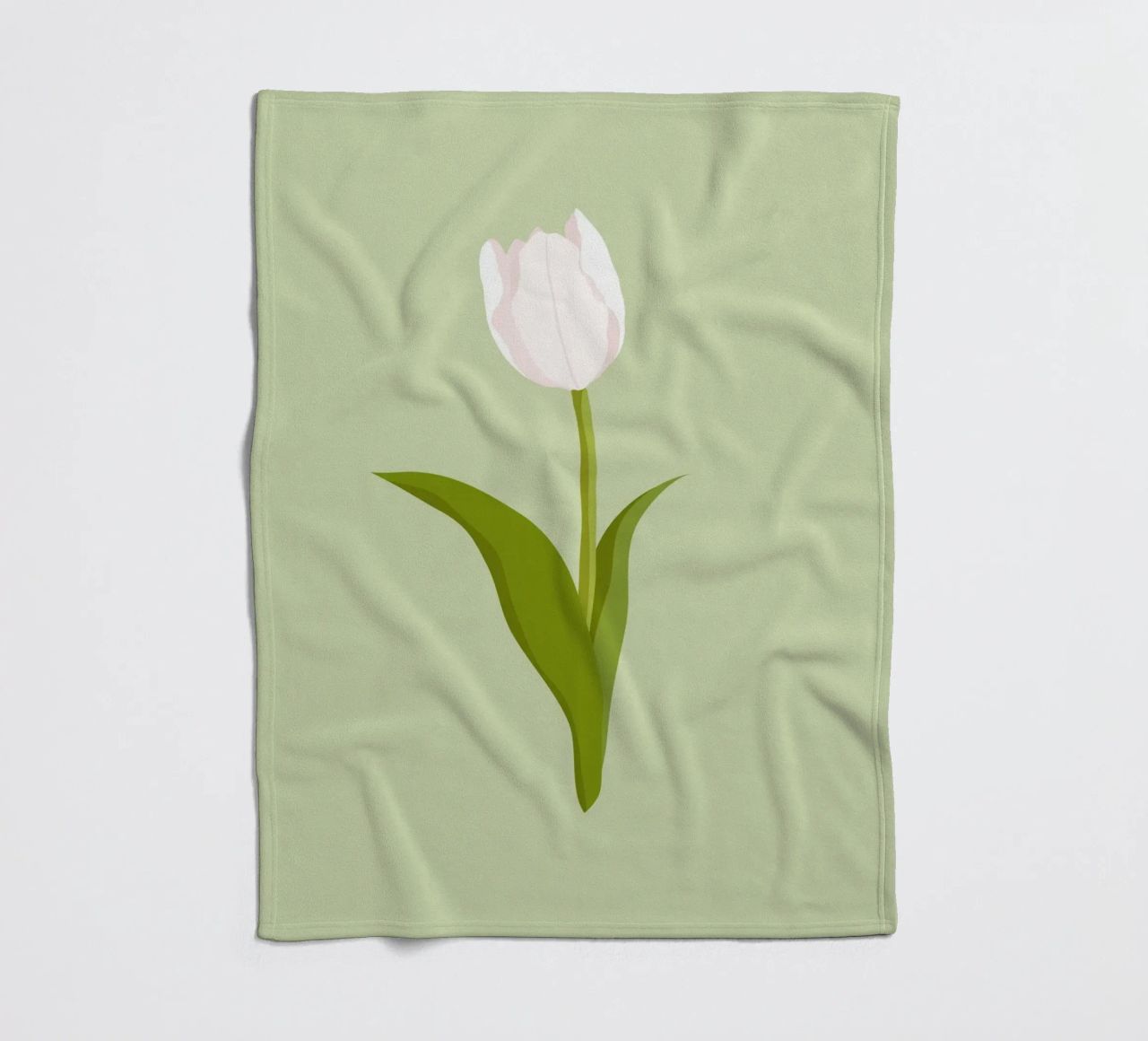 White Tulip Bloom Pastel | Minimalist Botanical Art Print fleece blanket by NorwesClub
