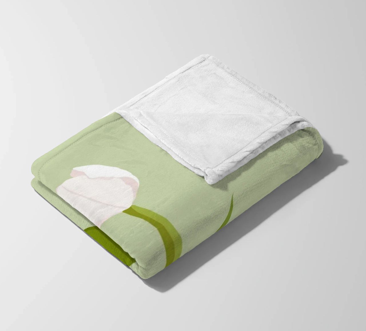 White Tulip Bloom Pastel | Minimalist Botanical Art Print fleece blanket by NorwesClub