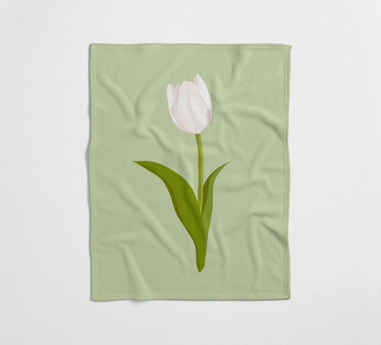 White Tulip Bloom Pastel | Minimalist Botanical Art Print fleece blanket by NorwesClub