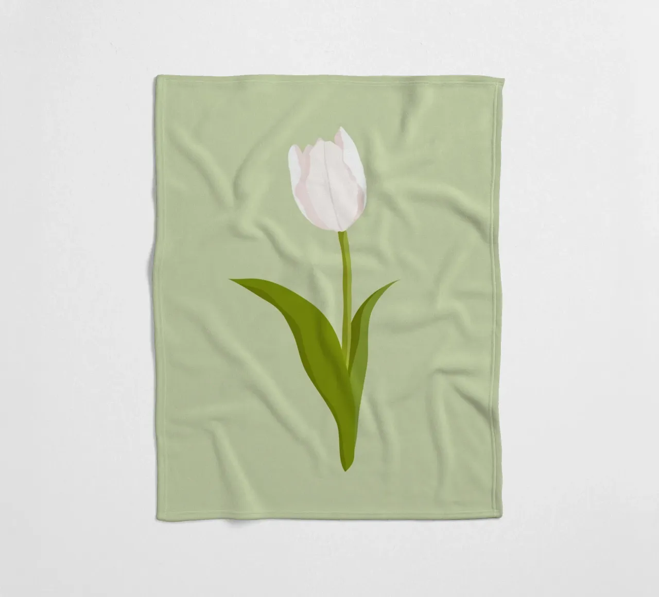 Tulipano bianco in fiore pastello e stampa botanica minimalista coperta in pile da NorwesClub