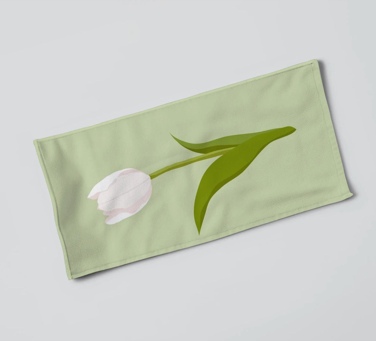 White Tulip Bloom Pastel | Minimalist Botanical Art Print towel by NorwesClub