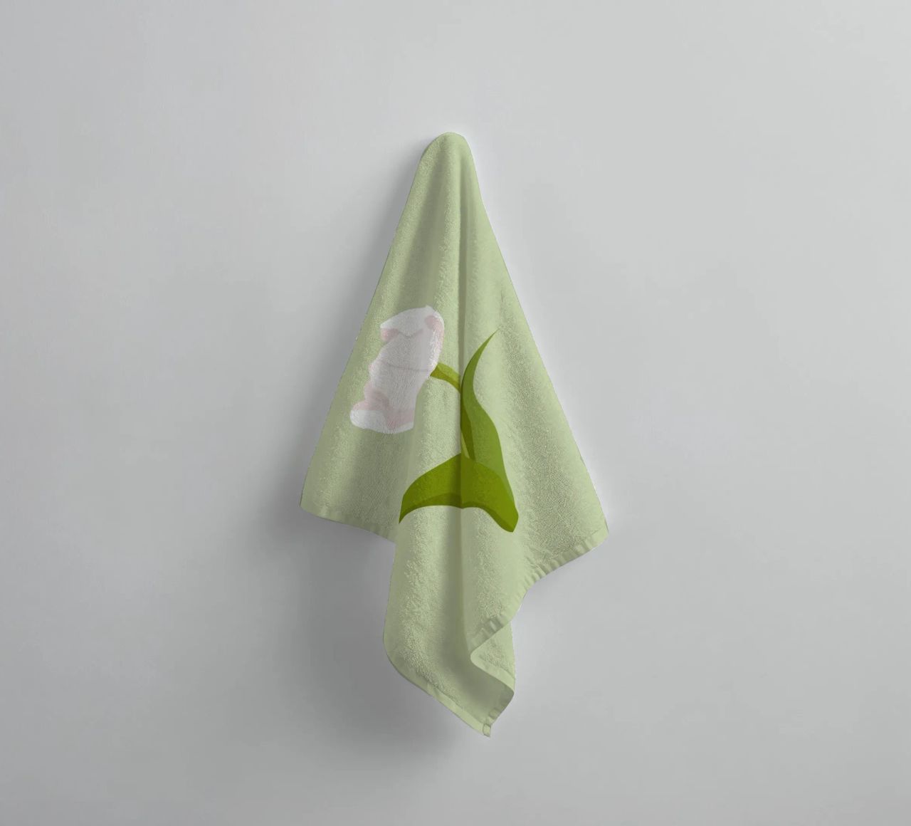 White Tulip Bloom Pastel | Minimalist Botanical Art Print towel by NorwesClub