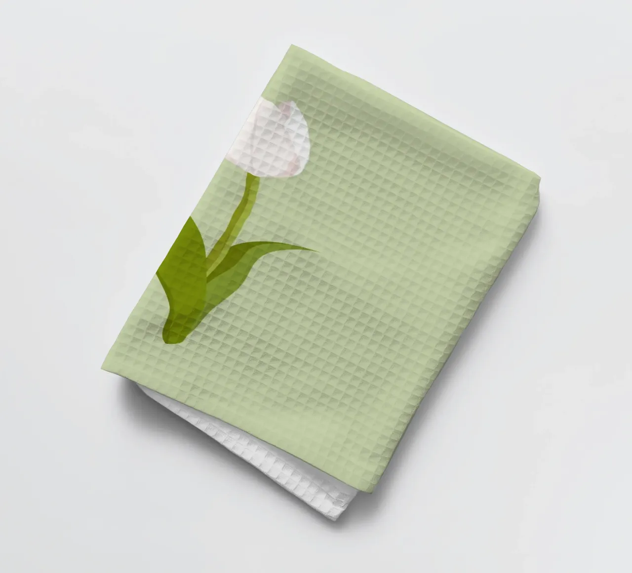Tulipe blanche en fleurs Pastel | Minimalist Botanical Art Print torchon de NorwesClub