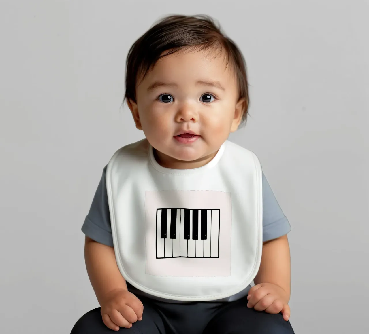 Minimalist Piano Keys Art | Modern Music Lover Print baby bib by NorwesClub