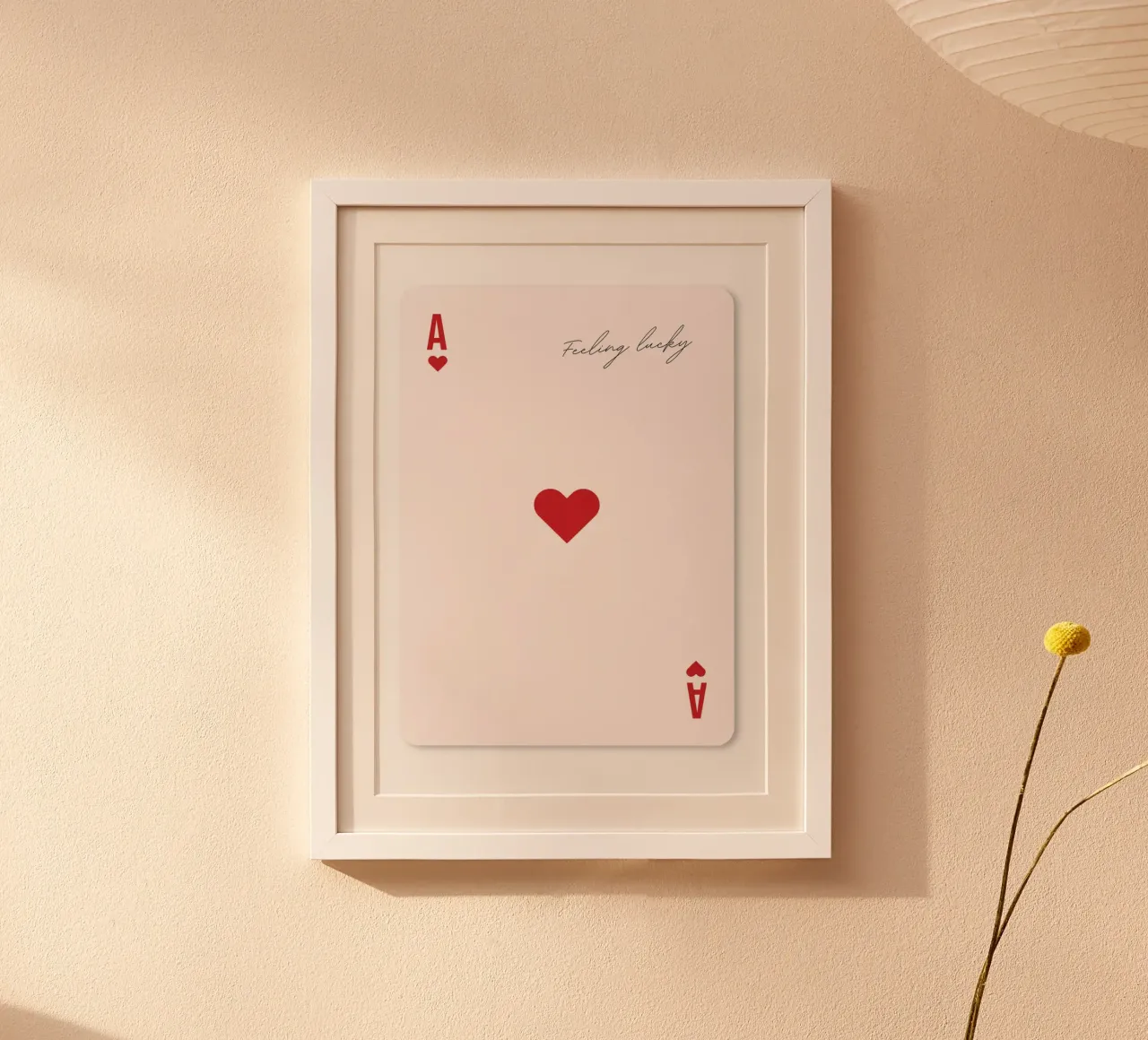 Carte de l'as de cœur chanceux | Imprimé minimaliste "Feeling Lucky" (sentiment de chance) poster de NorwesClub