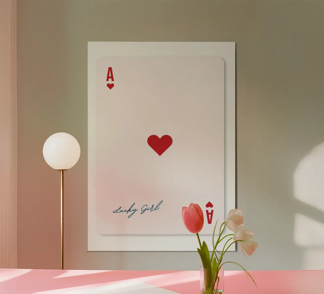 "Ragazza fortunata" Asso di cuori - Stampa di carte dall'estetica minimalista poster da NorwesClub