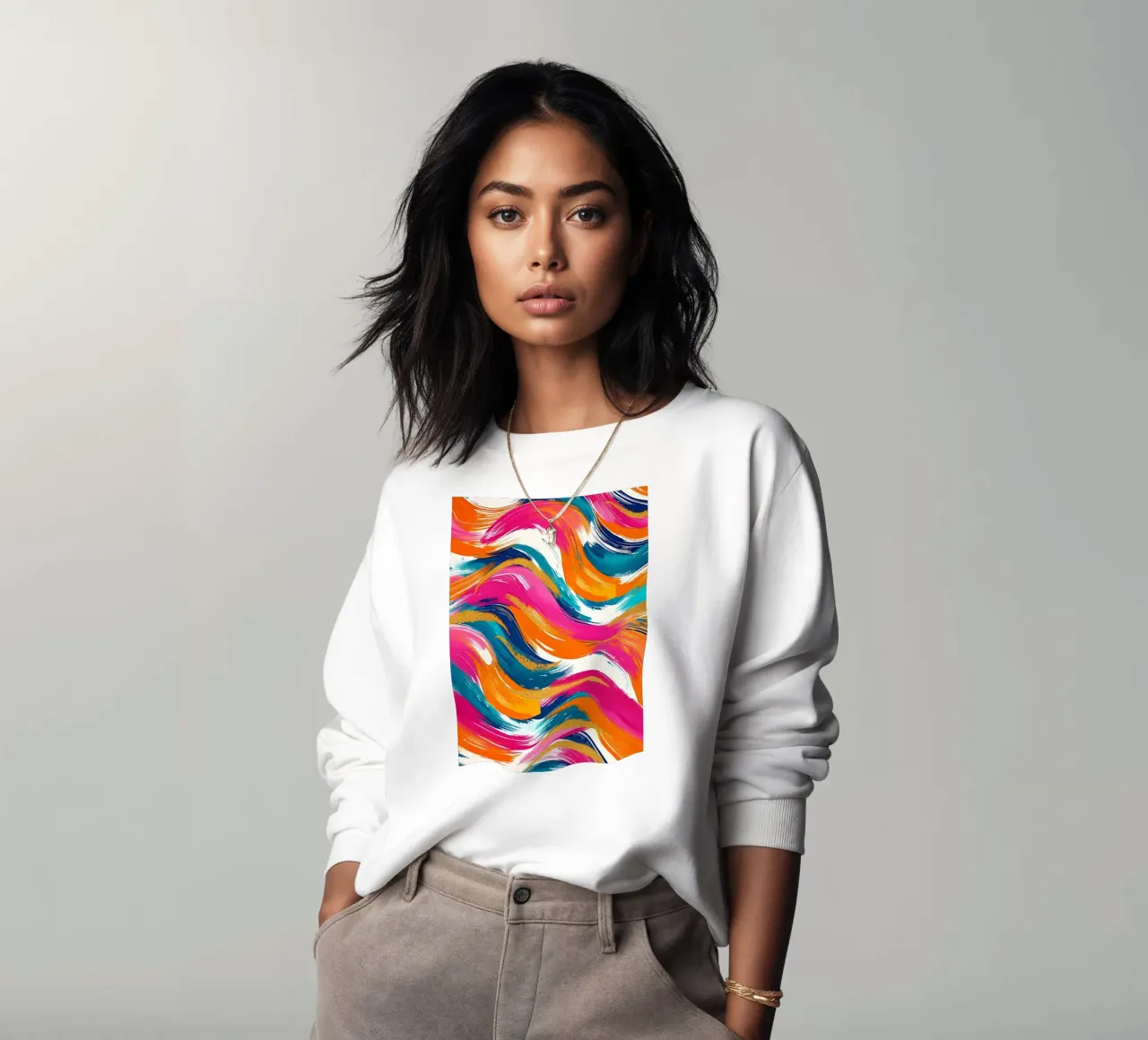 Vibrant Swirls with Gold | Abstract Expressionist Art Print sweatshirt by NorwesClub