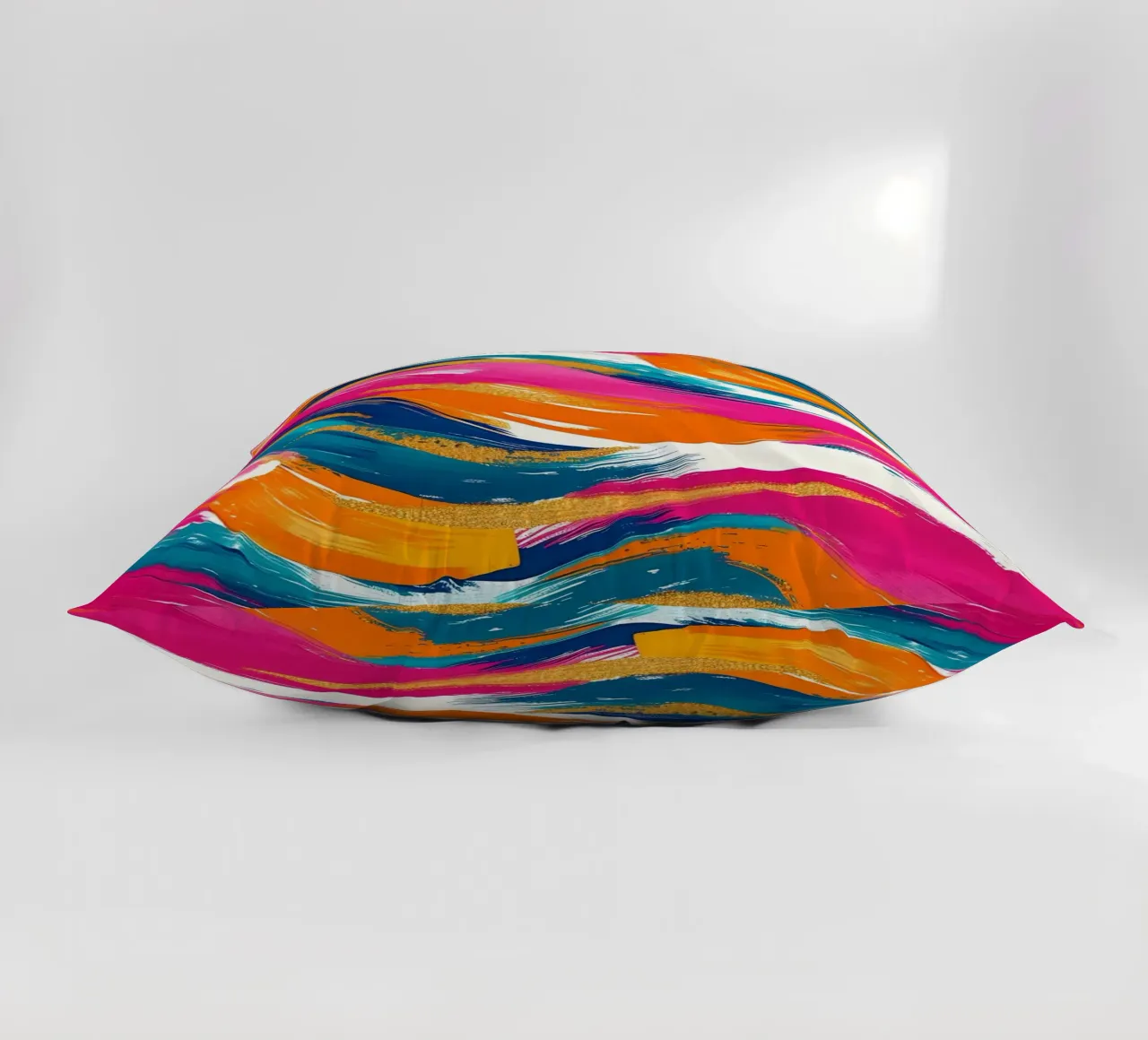 Vibrant Swirls with Gold | Abstract Expressionist Art Print decorative cushion by NorwesClub