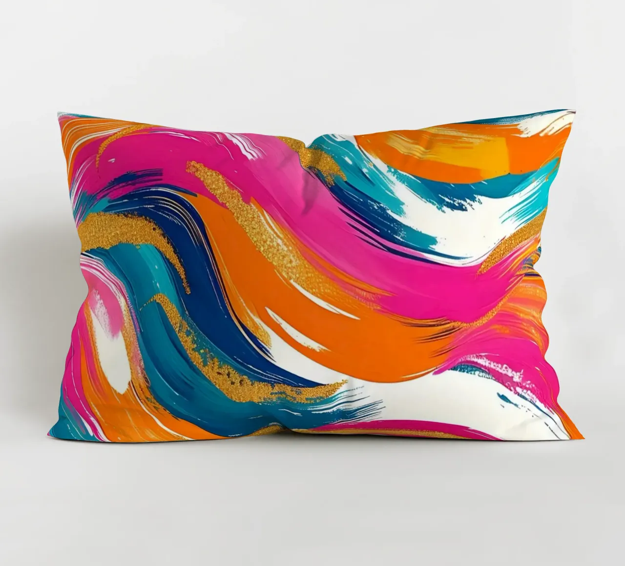 Vibrant Swirls with Gold | Abstract Expressionist Art Print decorative cushion by NorwesClub