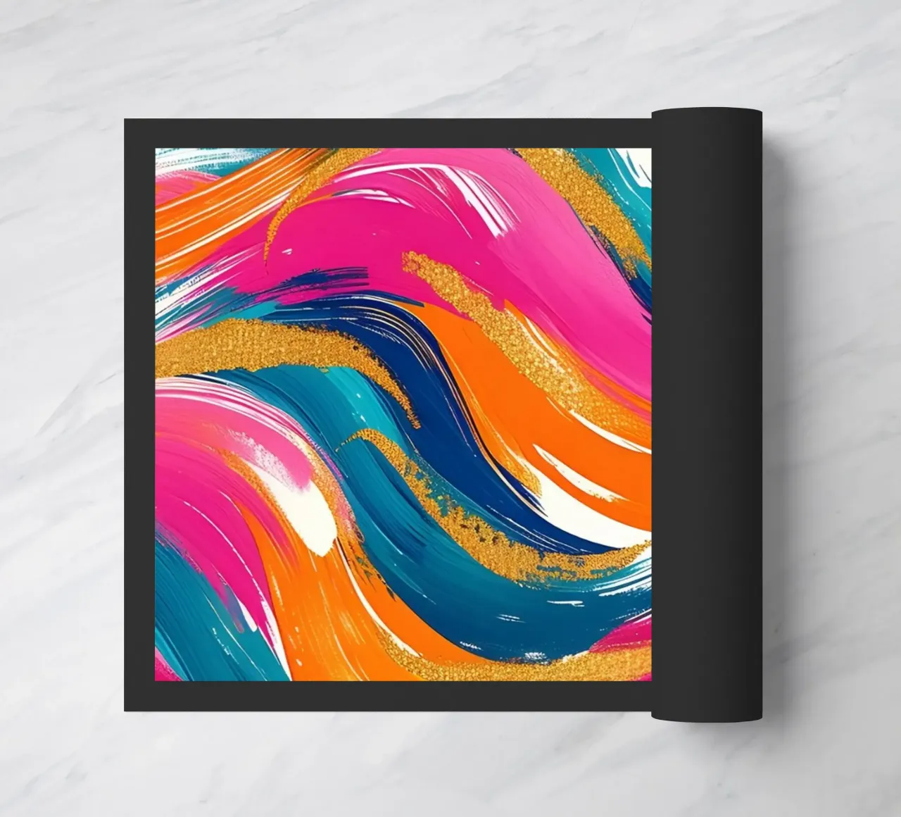 Vibrant Swirls with Gold | Abstract Expressionist Art Print doormat by NorwesClub