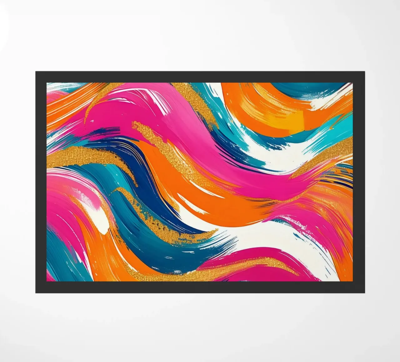 Vibrant Swirls with Gold | Abstract Expressionist Art Print doormat by NorwesClub