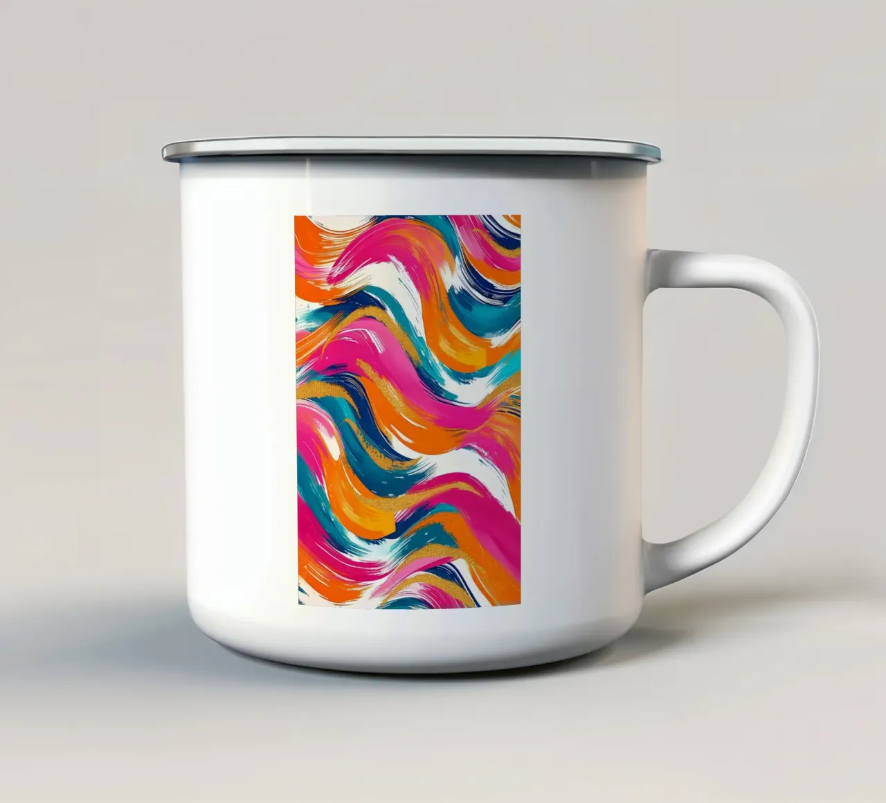 Levendige wervelingen met goud | Abstract expressionistische kunstdruk emaille mok van NorwesClub
