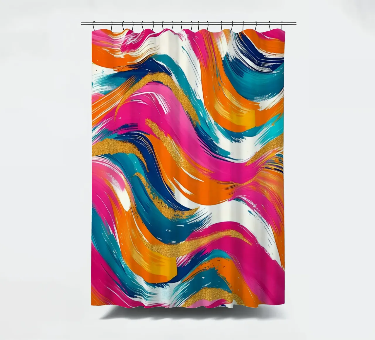 Vibrant Swirls with Gold | Abstract Expressionist Art Print shower curtain by NorwesClub