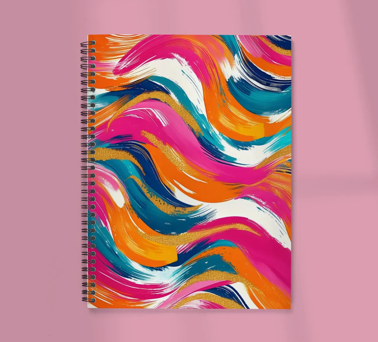 Vibrant Swirls with Gold | Abstract Expressionist Art Print spiral notebook by NorwesClub