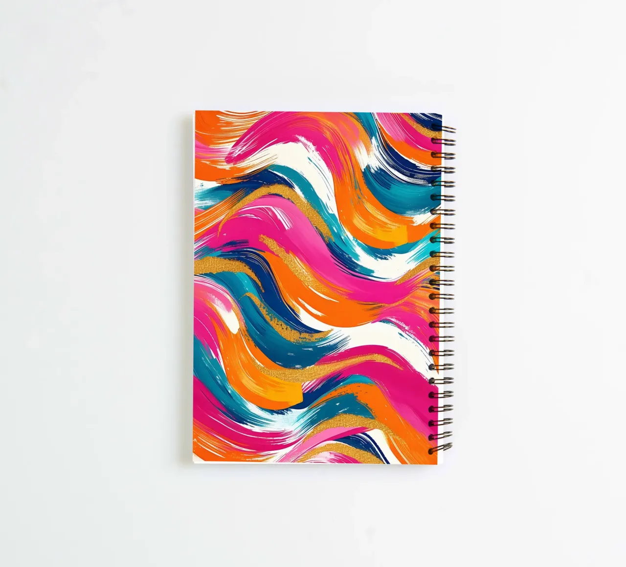 Vibrant Swirls with Gold | Abstract Expressionist Art Print spiral notebook by NorwesClub