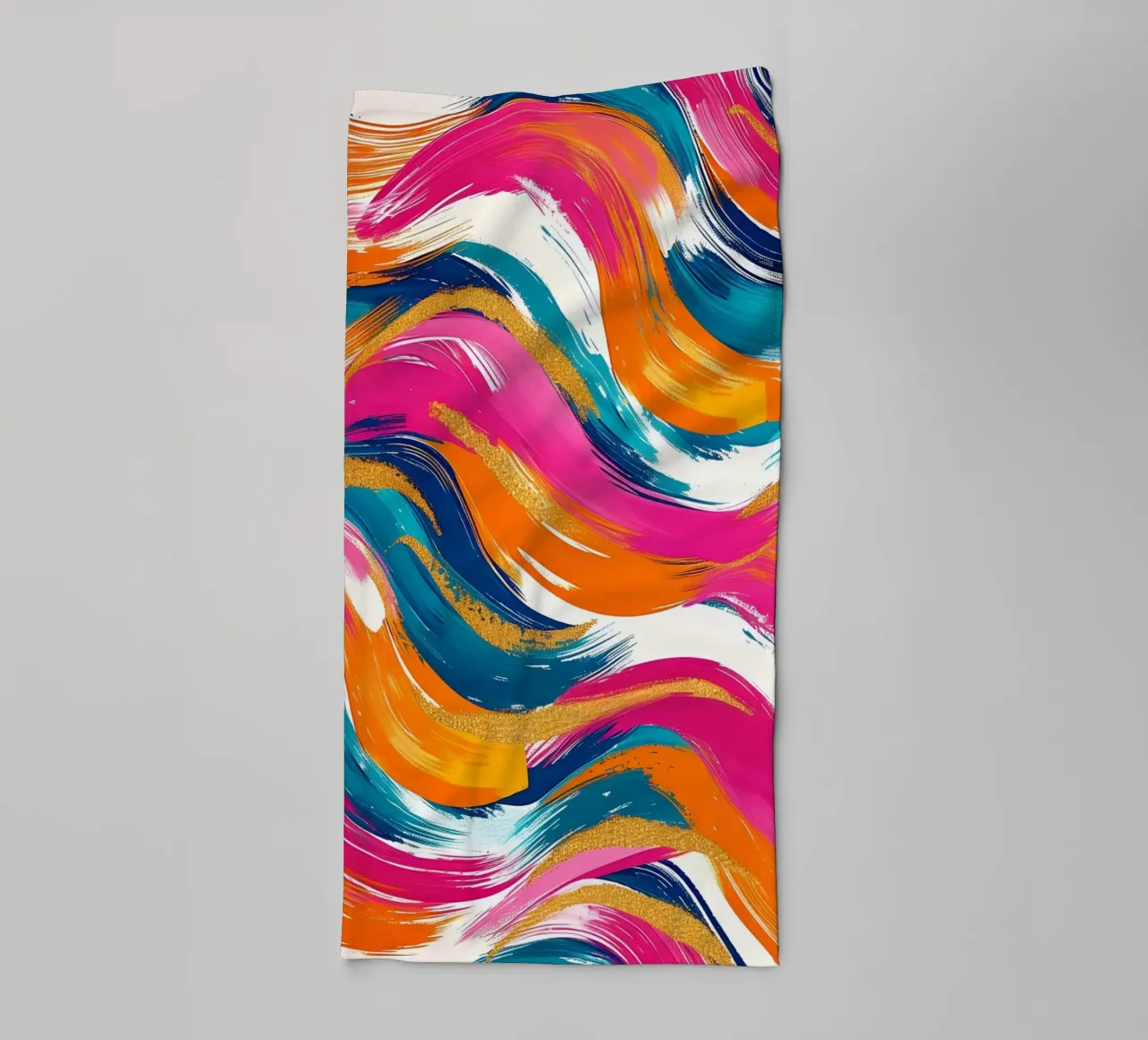Vibrant Swirls with Gold | Abstract Expressionist Art Print towel by NorwesClub