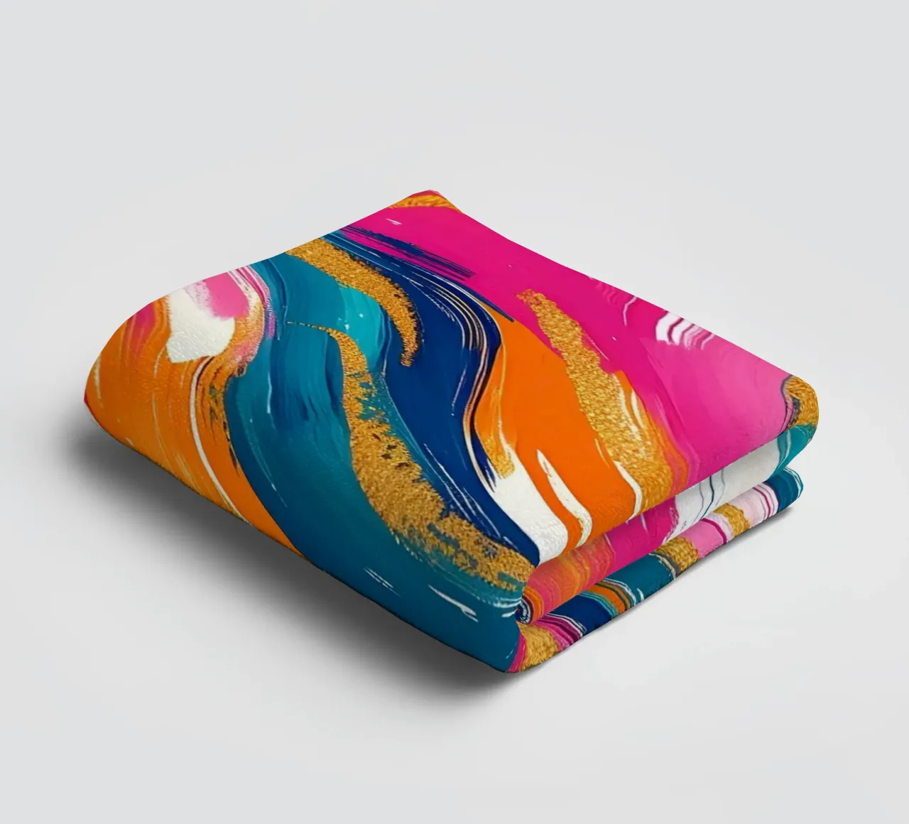 Vibrant Swirls with Gold | Abstract Expressionist Art Print towel by NorwesClub