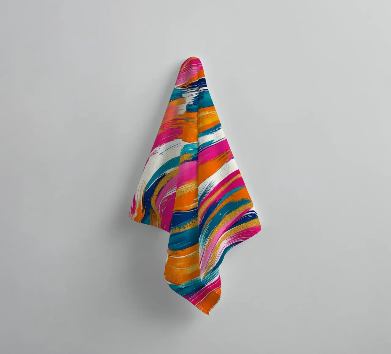 Vibrant Swirls with Gold | Abstract Expressionist Art Print towel by NorwesClub
