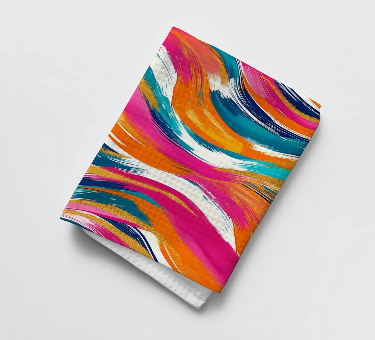 Impression d'art abstrait expressionniste - Tourbillons vibrants avec or torchon de NorwesClub
