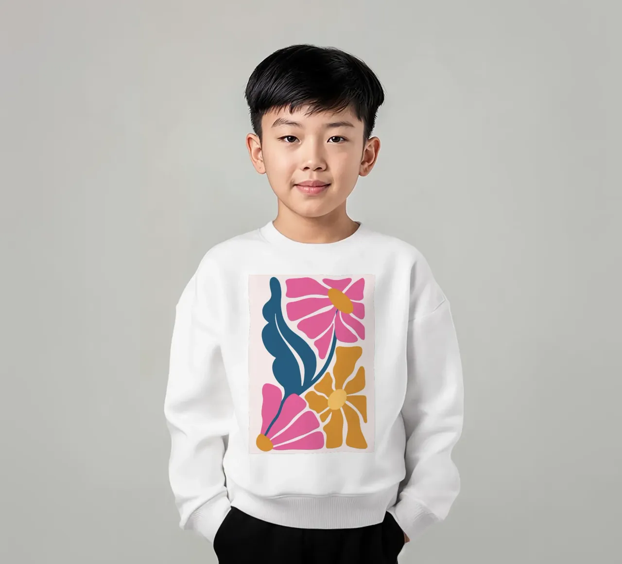 Art abstrait rétro floral - Mid-Century Modern Boho Art Print sweat enfant de NorwesClub