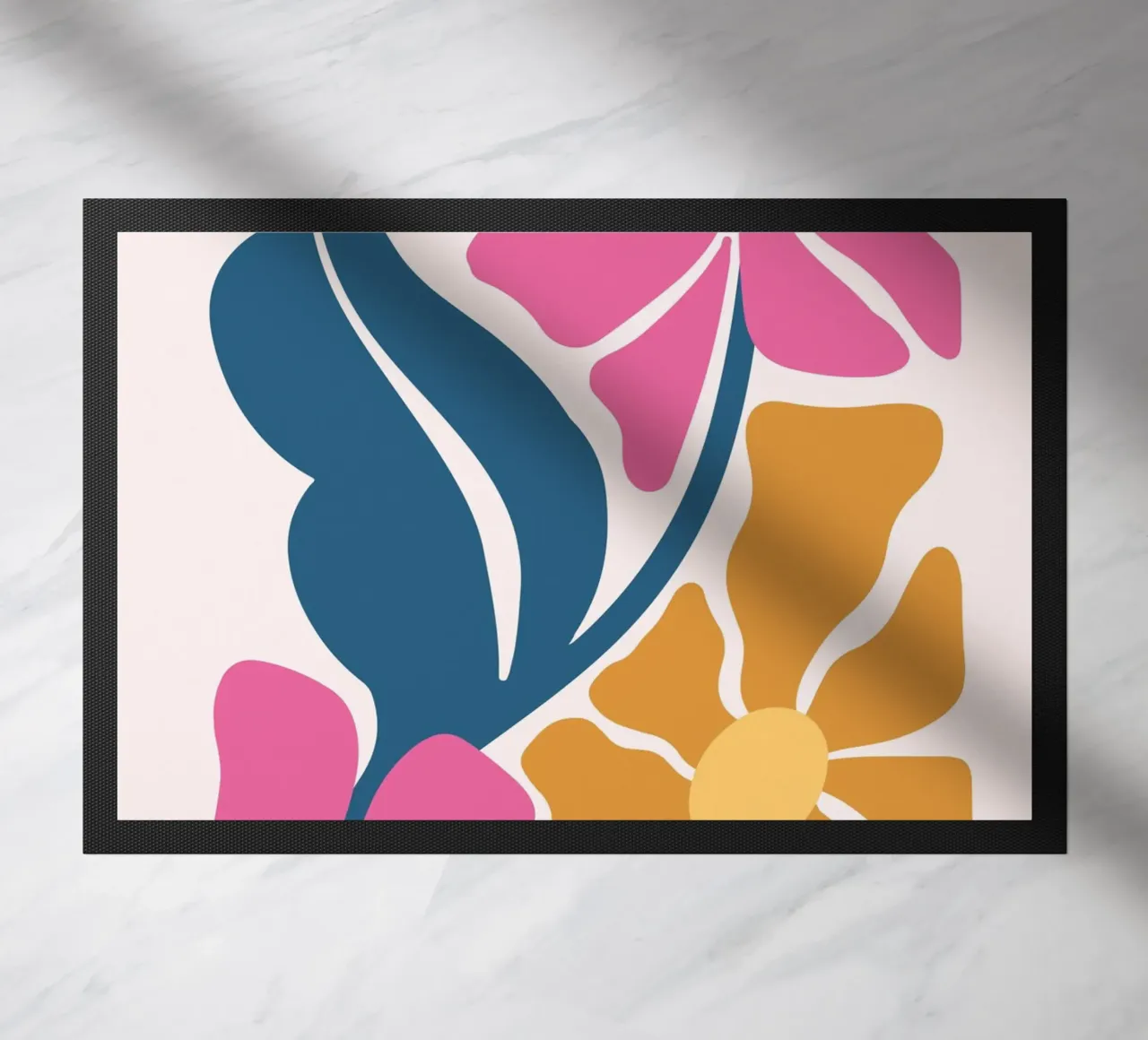 Abstract Retro Floral | Mid-Century Modern Boho Art Print doormat by NorwesClub