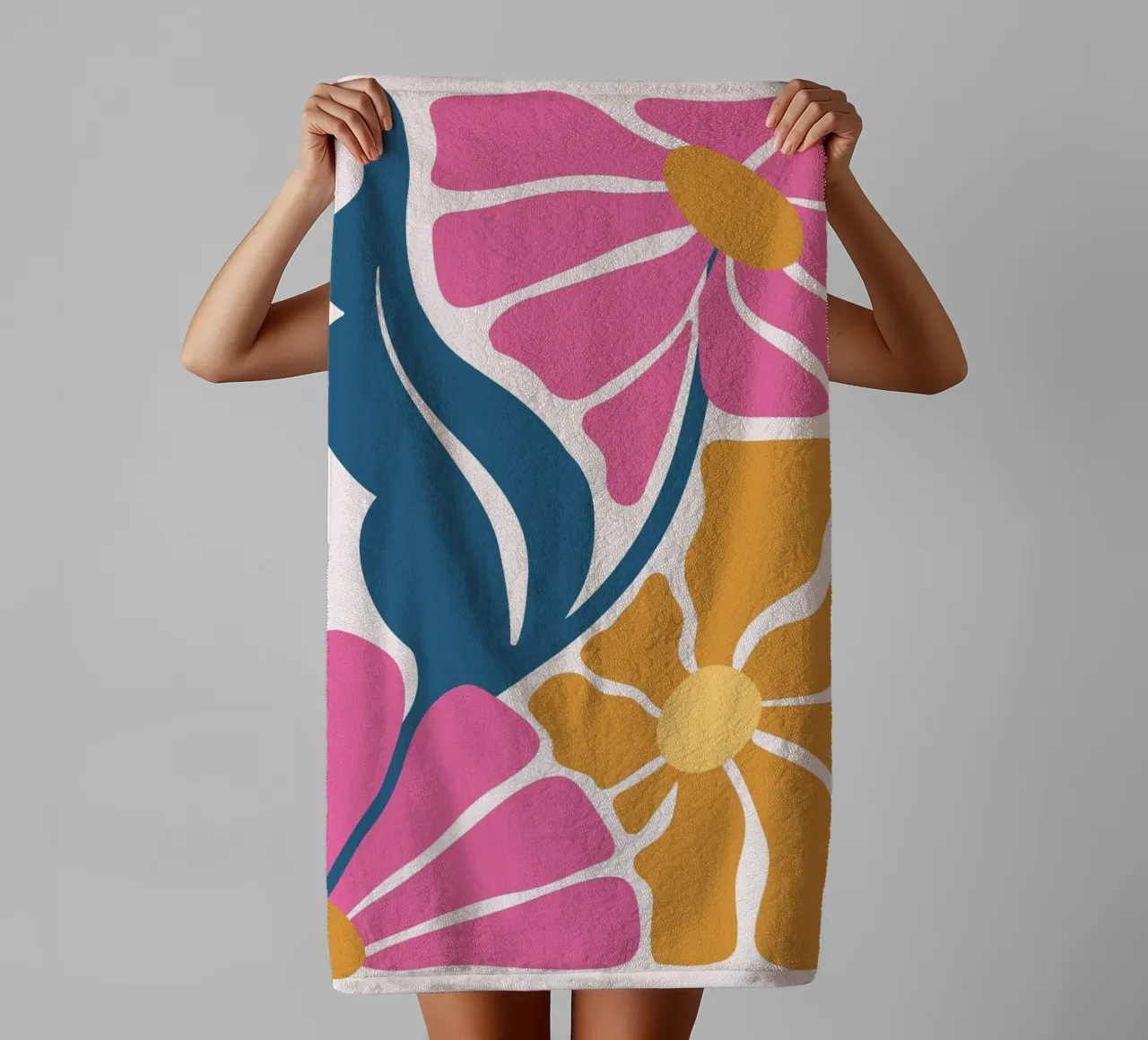 Abstract Retro Floral | Mid-Century Modern Boho Art Print towel by NorwesClub