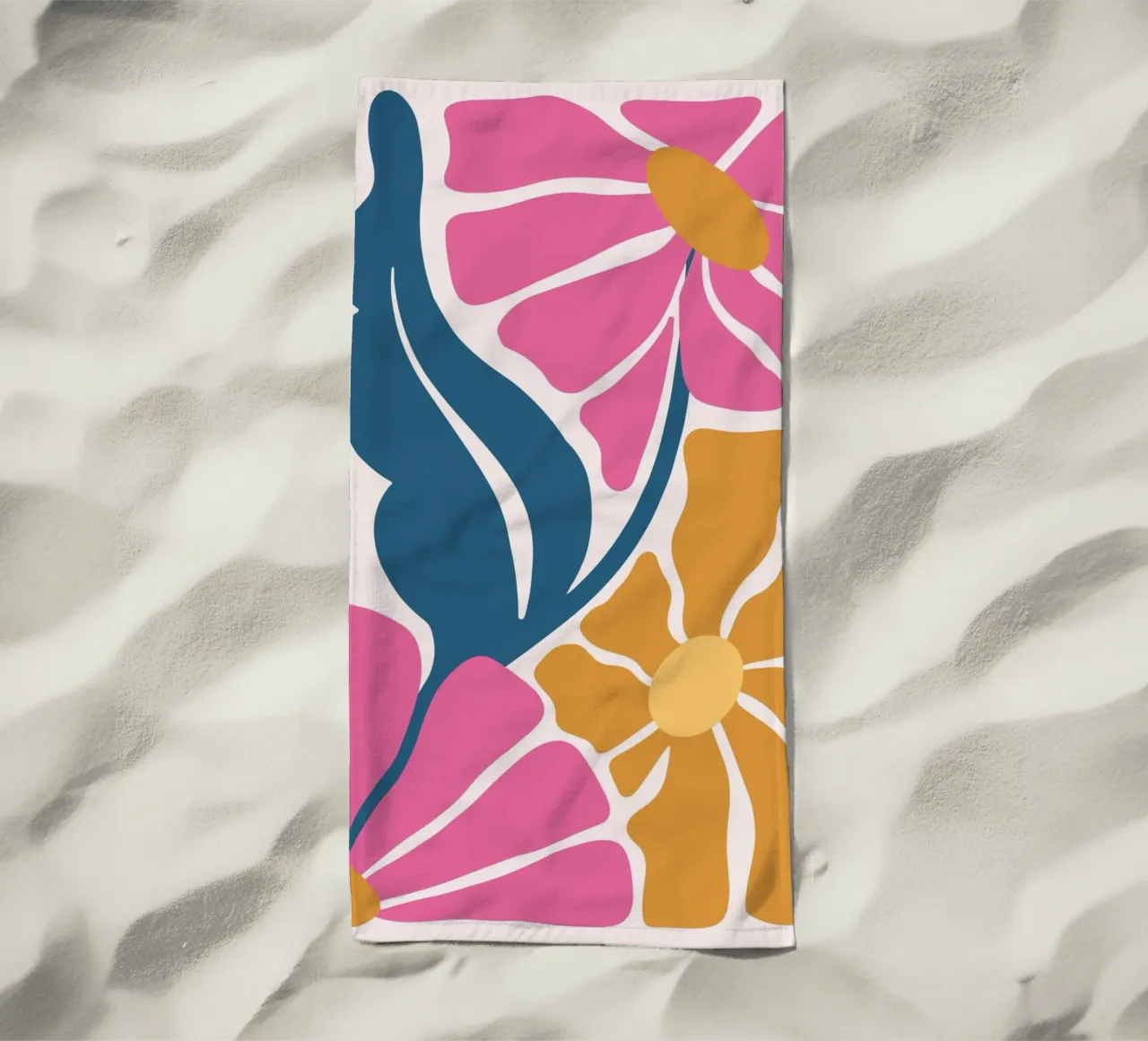 Abstract Retro Floral | Mid-Century Modern Boho Art Print beach towel by NorwesClub