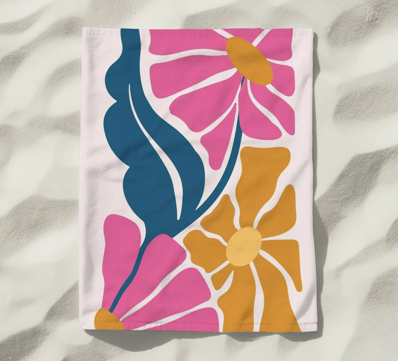 Abstract Retro Floral | Mid-Century Modern Boho Art Print beach towel by NorwesClub