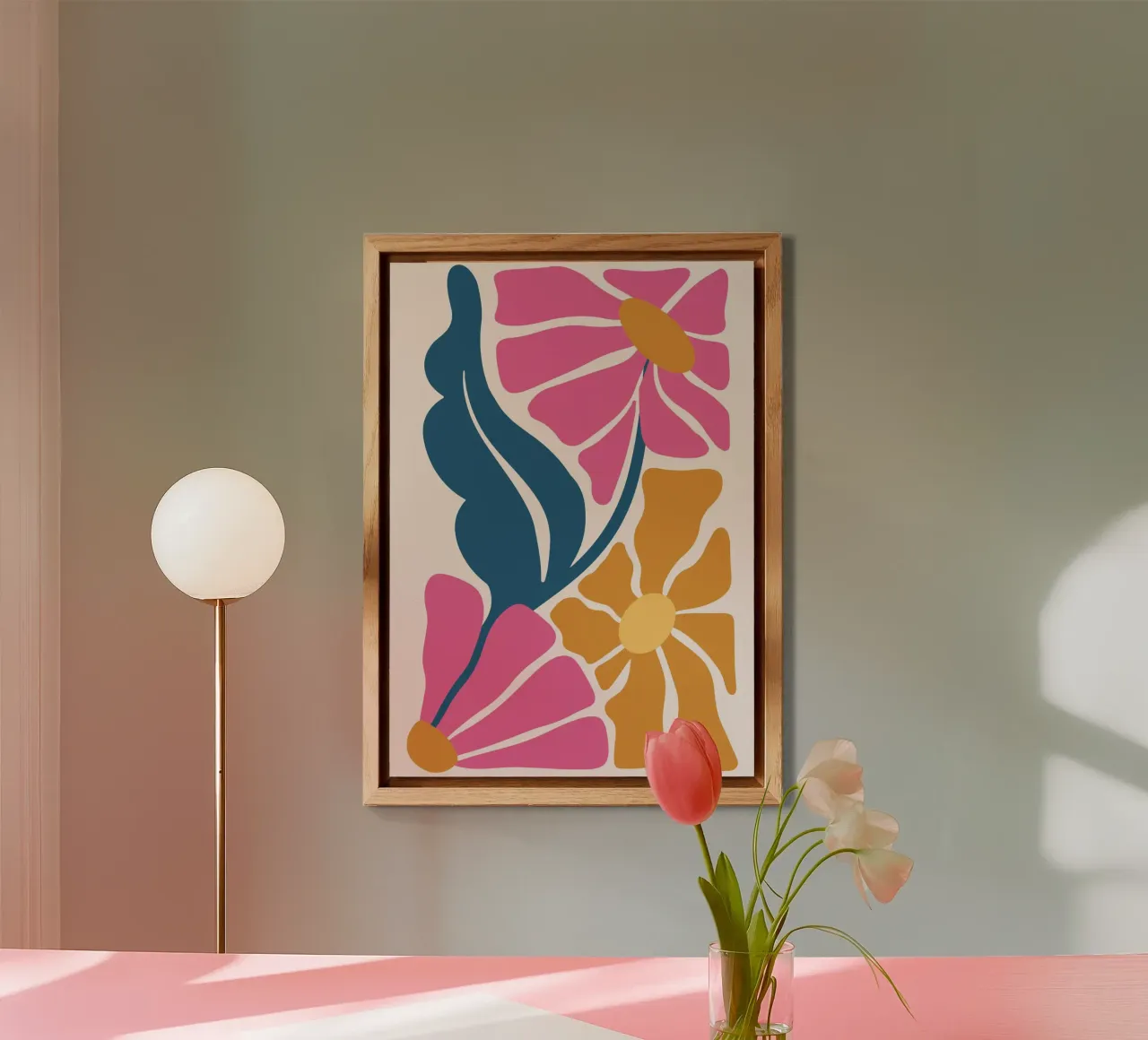 Art abstrait rétro floral - Mid-Century Modern Boho Art Print panneau forex de NorwesClub