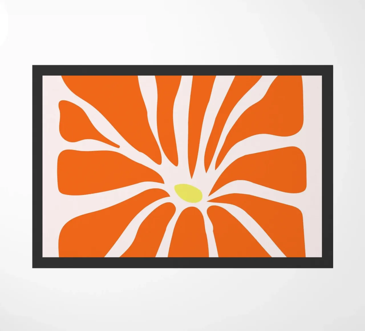 Abstract Orange Daisy | Retro Mid-Century Modern Floral Prin doormat by NorwesClub