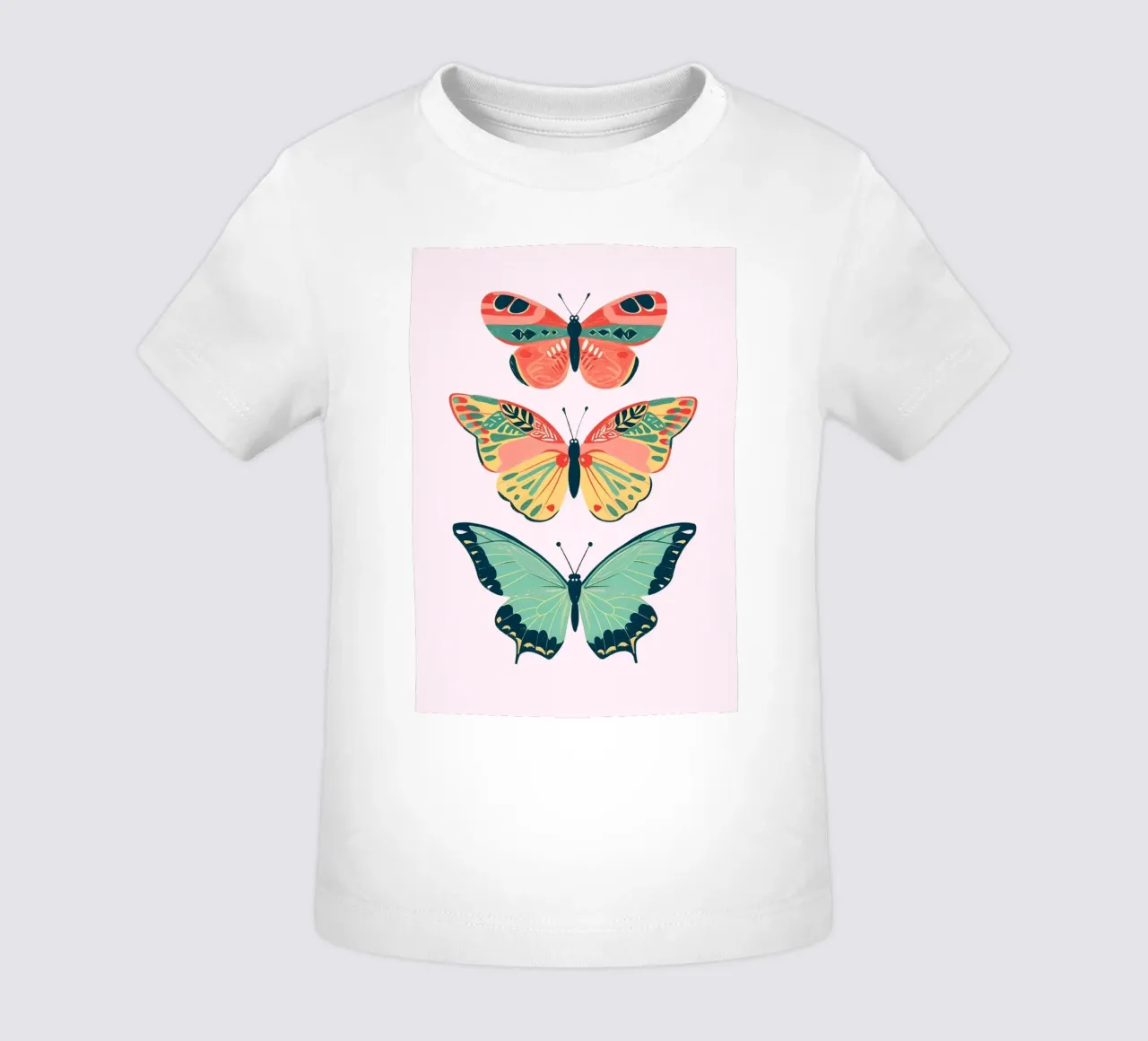 Boho Butterfly Trio Art | Vibrant Psychedelic Insects Print camiseta de bebé de NorwesClub