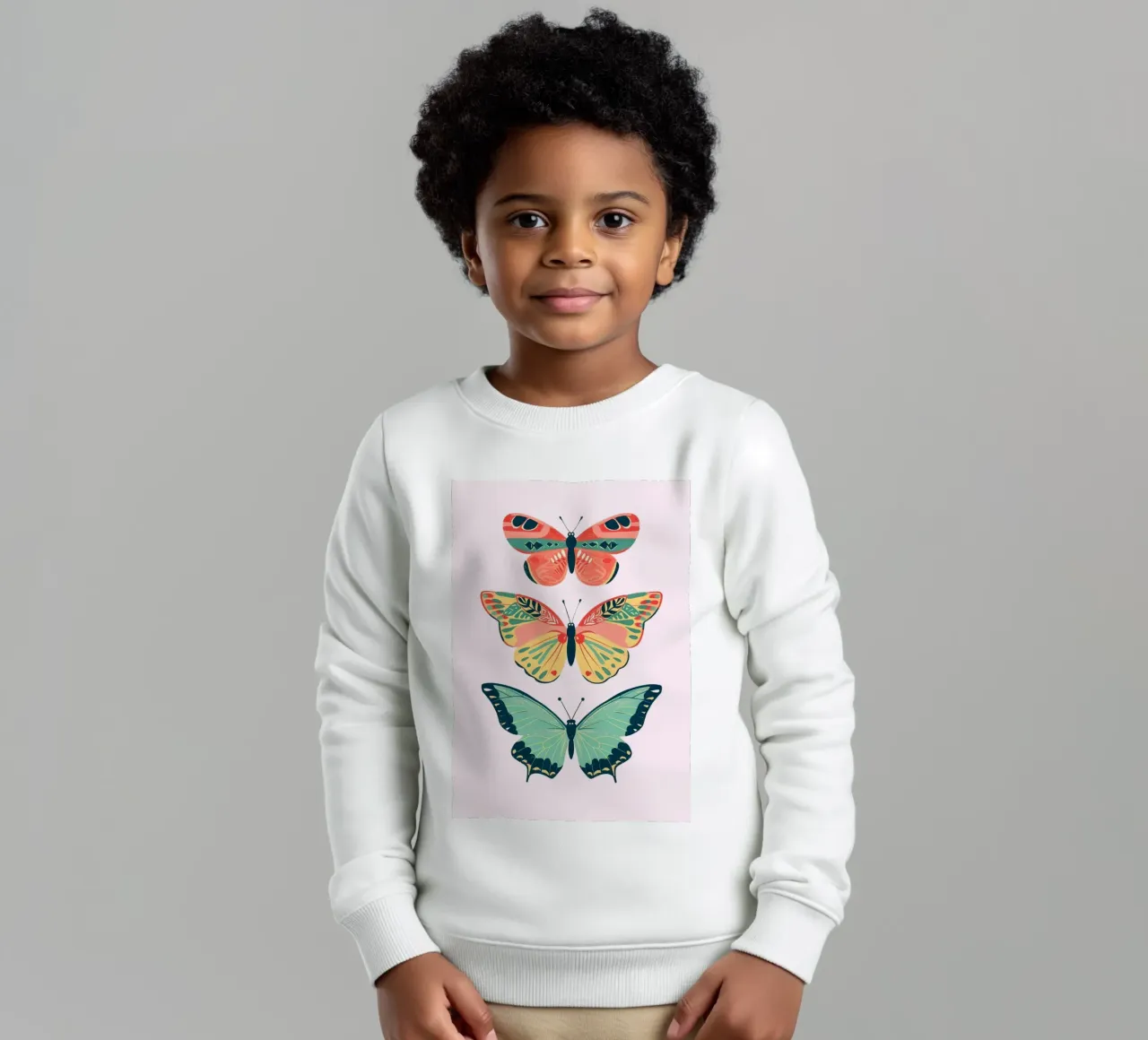 Boho Butterfly Trio Art | Vibrant Psychedelic Insects Print sudadera para niño de NorwesClub