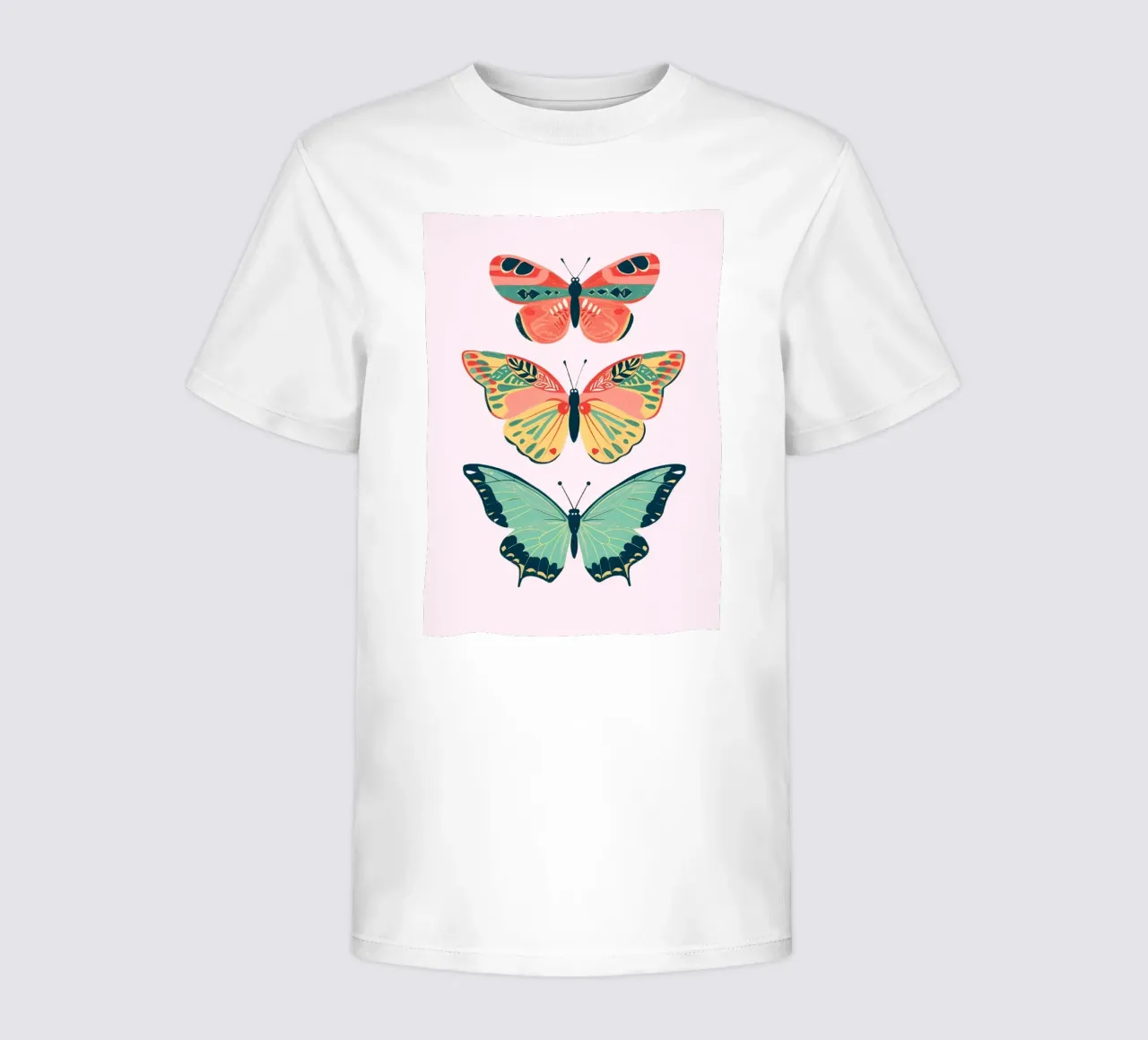 Boho Butterfly Trio Art | Vibrant Psychedelic Insects Print kids t-shirt by NorwesClub