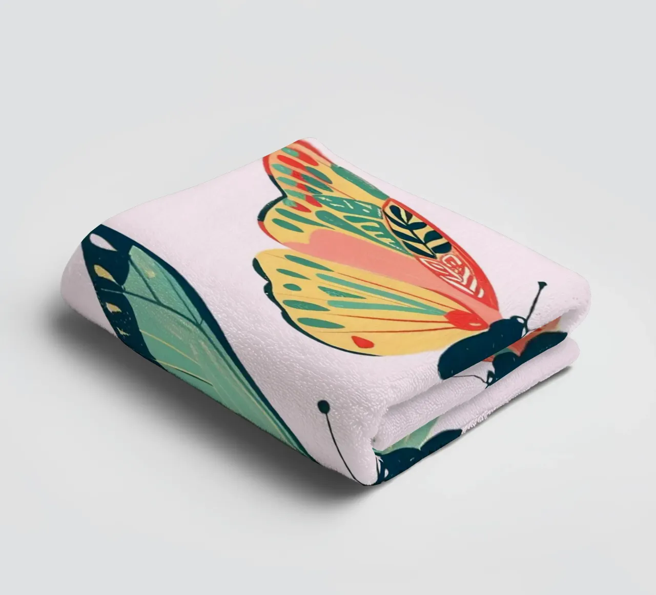 Boho Butterfly Trio Art | Vibrant Psychedelic Insects Print towel by NorwesClub