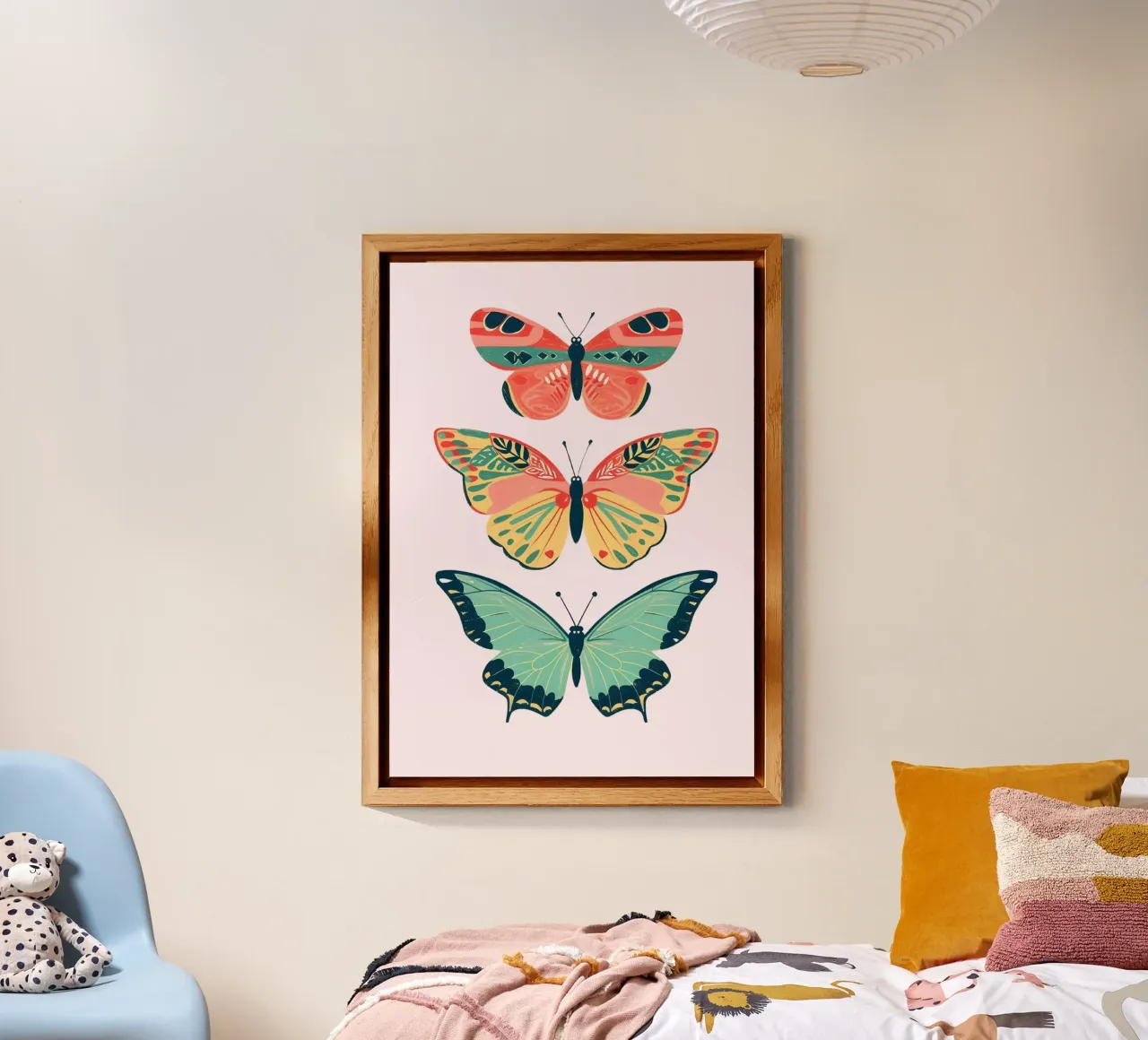 Boho Butterfly Trio Art | Vibrant Psychedelic Insects Print placa de forex de NorwesClub